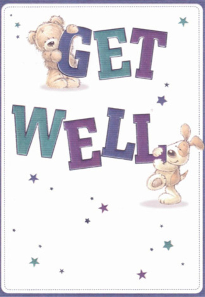 This get well card captures the spirit of gentle encouragement through the whimsical illustrations of a cuddly bear and a floppy-eared pup, both surrounded by playful, hand-painted stars that seem to scatter wishes of hope across a soft, pristine backdrop. The sizeable lettering-coloured in deep aquas and violets-anchors the scene, its confident strokes evoking a sense of cheer familiar to anyone who's wandered the welcoming corners of Shoreditch's street markets. The details in the animals' fur carry a tactile softness, much like the feeling of fresh blooms cradled in hand-picked bouquets crafted by local floral artisans. There's a subtle interplay of textures: the bear's fluff, the pup's smooth, inviting ears, and even the almost embossed rise of the letters, all combining to create an atmosphere of heartfelt care. Sending such a card, perhaps alongside a vibrant arrangement from Flowers Shoreditch, radiates joyful positivity and genuine support-ideal for lifting spirits whether the recipient is resting at home on Old Street or recuperating nearby. The mood is gentle, inclusive, and brimming with the kind of warmth only honest, handcrafted wishes can bring.